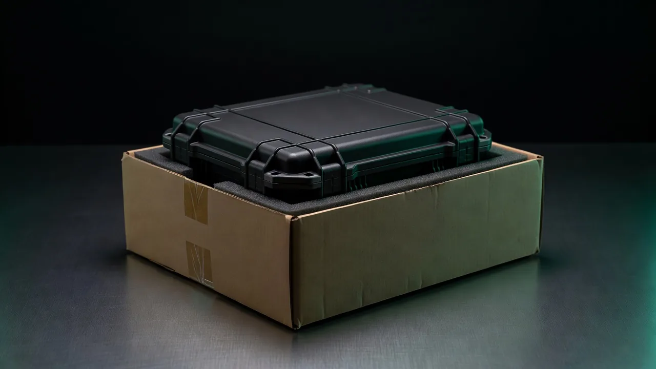 Robuste, neutrale Kartonage – sicher verpackt für den Waffentransport